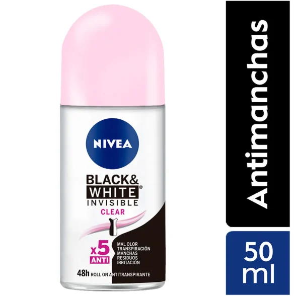 NIVEA Desodorante Nivea Mujer Black & White Invisible Clear 50 Ml | SKU: DE-N-0012 | Caja x 12 unidades