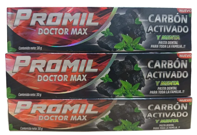 PROMIL Pasta Dental Promil Doctor Max Carbon Activado 30 Gr | SKU: PD-PCA | Caja x 12 docenas