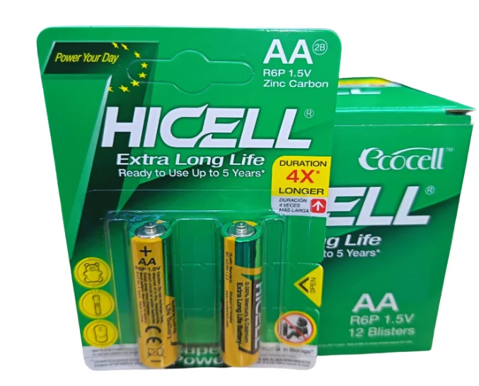 HICELL Pila Hicell Verde R6P 2B AA | SKU: R6P-2B | Caja x 30 BOX